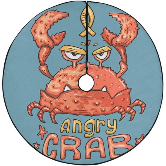 FMSHPON Cartoon Angry Crab Xmas Christmas Tree Skirt Stand Mat for Holiday Party Decoration Indoor Outdoor 36 inches