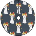 thumbnail image 1 of FMSHPON Cartoon Christmas Hat Alpaca Xmas Christmas Tree Skirt Stand Mat for Holiday Party Decoration Indoor Outdoor 48 inches, 1 of 3