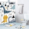 thumbnail image 1 of FMSHPON Cartoon Dinosaur 4 Piece Bathroom Set Shower Curtain Bath Rug Contour Mat and Toilet Lid Cover, 1 of 8