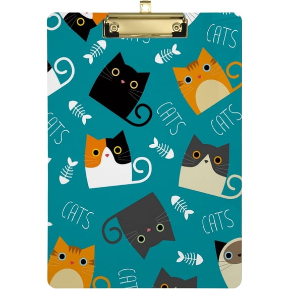 FMSHPON Cat Fish Clipboard Hardboard Wood Nursing Clip Board and Pull for Standard A4 Letter 13x9 inches