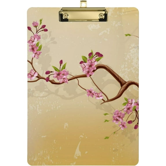 FMSHPON Cherry Blossom Clipboard Hardboard Wood Nursing Clip Board and Pull for Standard A4 Letter 13x9 inches