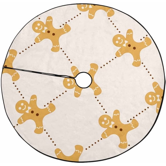 FMSHPON Christmas Gingerbread Xmas Christmas Tree Skirt Stand Mat for Holiday Party Decoration Indoor Outdoor 48 inches