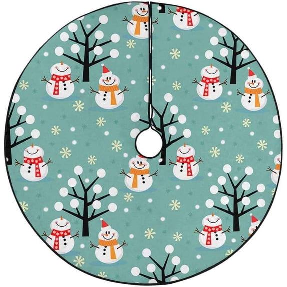 FMSHPON Christmas Hat Snowman Xmas Christmas Tree Skirt Stand Mat for Holiday Party Decoration Indoor Outdoor 36 inches