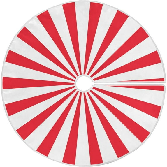 FMSHPON Christmas Red White Stripe Xmas Christmas Tree Skirt Stand Mat for Holiday Party Decoration Indoor Outdoor 36 inches