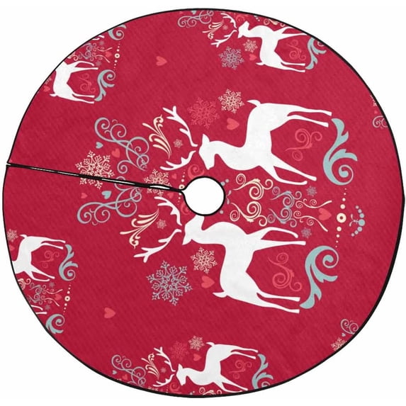 FMSHPON Christmas Reindeer Xmas Christmas Tree Skirt Stand Mat for Holiday Party Decoration Indoor Outdoor 36 inches