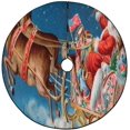 thumbnail image 1 of FMSHPON Christmas Santa Sleigh Village Xmas Christmas Tree Skirt Stand Mat for Holiday Party Decoration Indoor Outdoor 48 inches, 1 of 3