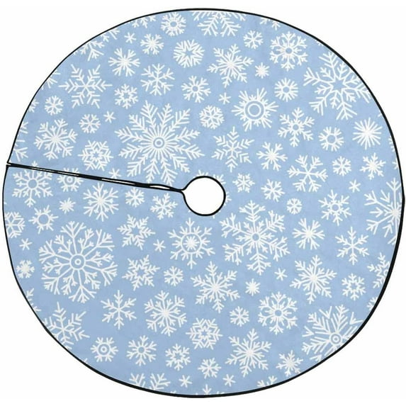 FMSHPON Christmas Snowflakes Light Blue Xmas Christmas Tree Skirt Stand Mat for Holiday Party Decoration Indoor Outdoor 36 inches