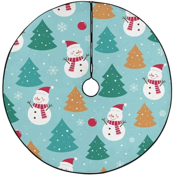FMSHPON Christmas Snowman Snowflake Xmas Christmas Tree Skirt Stand Mat for Holiday Party Decoration Indoor Outdoor 36 inches