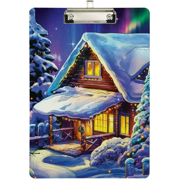FMSHPON Christmas Winter Xmas Tree Snowman Clipboard Hardboard Wood Nursing Clip Board and Pull for Standard A4 Letter 13x9 inches