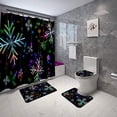 thumbnail image 1 of FMSHPON Colorful Christmas Tree Black 4 Piece Bathroom Set Shower Curtain Bath Rug Contour Mat and Toilet Lid Cover, 1 of 8