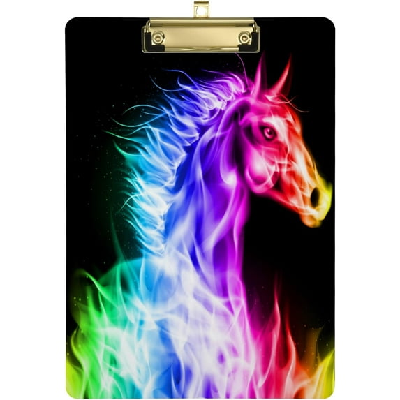 FMSHPON Colorful Fire Horse Clipboard Hardboard Wood Nursing Clip Board and Pull for Standard A4 Letter 13x9 inches