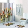 thumbnail image 1 of FMSHPON Colorful Tulip Purple Flowers Trees 4 Piece Bathroom Set Shower Curtain Bath Rug Contour Mat and Toilet Lid Cover, 1 of 8