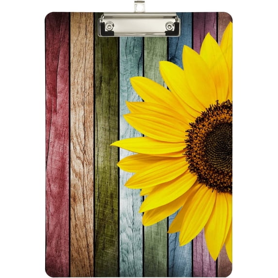 FMSHPON Colorful Wooden Vintage Sunflower Clipboard Hardboard Wood Nursing Clip Board and Pull for Standard A4 Letter 13x9 inches