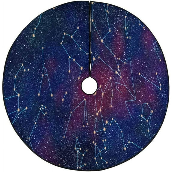 FMSHPON Constellation Background Xmas Christmas Tree Skirt Stand Mat for Holiday Party Decoration Indoor Outdoor 36 inches