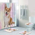 thumbnail image 1 of FMSHPON Cool Galaxy Fantasy Corgi Dog Pastel Cute Corgi Dogs Pet 4 Piece Bathroom Set Shower Curtain Bath Rug Contour Mat and Toilet Lid Cover, 1 of 8