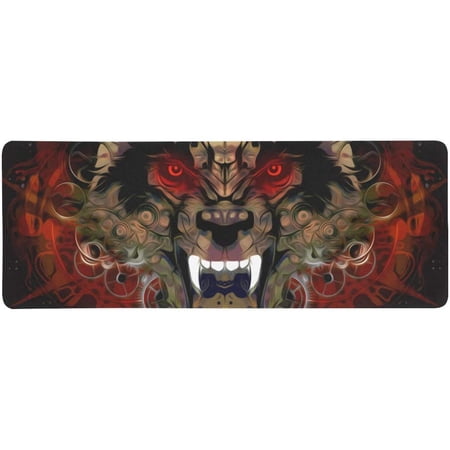 FMSHPON Cool Wolf Face Predator Extra Extended Large Gaming Mouse Pad Mat Desk Pad Keyboard Mat 31.5x12 inch