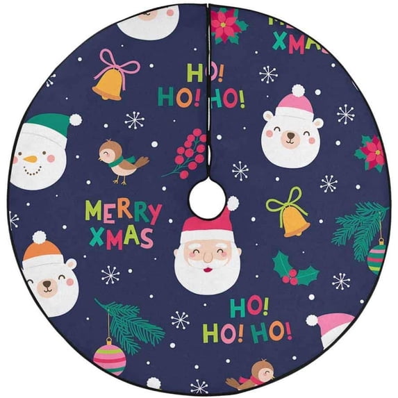 FMSHPON Cute Cartoon Santa Claus Christmas Xmas Christmas Tree Skirt Stand Mat for Holiday Party Decoration Indoor Outdoor 48 inches