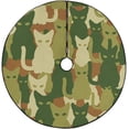 thumbnail image 1 of FMSHPON Cute Cat Camo Xmas Christmas Tree Skirt Stand Mat for Holiday Party Decoration Indoor Outdoor 36 inches, 1 of 3