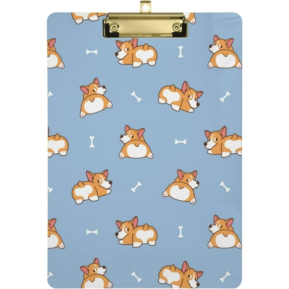 FMSHPON Cute Corgi Butt Welsh Dog Clipboard Hardboard Wood Nursing Clip Board and Pull for Standard A4 Letter 13x9 inches