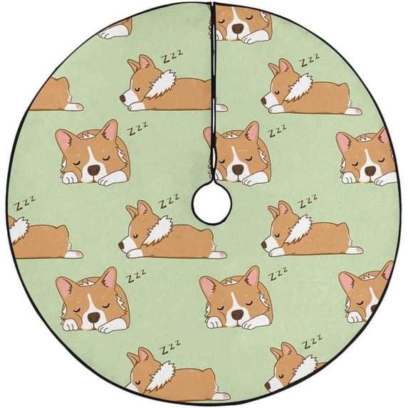FMSHPON Cute Dog Xmas Christmas Tree Skirt Stand Mat for Holiday Party Decoration Indoor Outdoor 36 inches