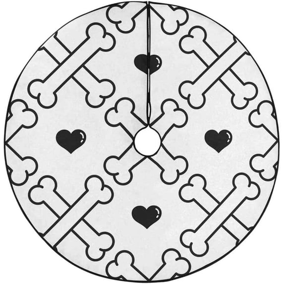 FMSHPON Cute Heart Pattern Xmas Christmas Tree Skirt Stand Mat for Holiday Party Decoration Indoor Outdoor 36 inches