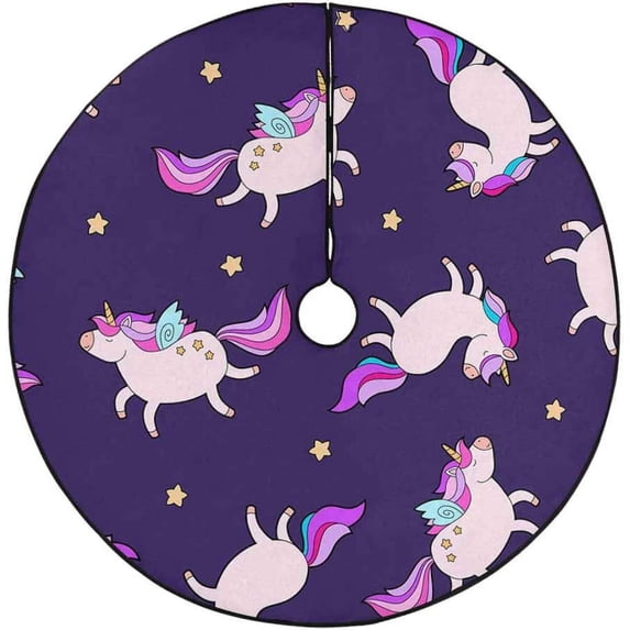 FMSHPON Cute Unicorn Sleeping Pattern Xmas Christmas Tree Skirt Stand Mat for Holiday Party Decoration Indoor Outdoor 36 inches