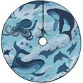 thumbnail image 1 of FMSHPON Dolphins Whale Xmas Christmas Tree Skirt Stand Mat for Holiday Party Decoration Indoor Outdoor 48 inches, 1 of 3