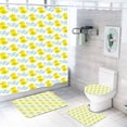thumbnail image 1 of FMSHPON Duck 4 Piece Bathroom Set Shower Curtain Bath Rug Contour Mat and Toilet Lid Cover, 1 of 8