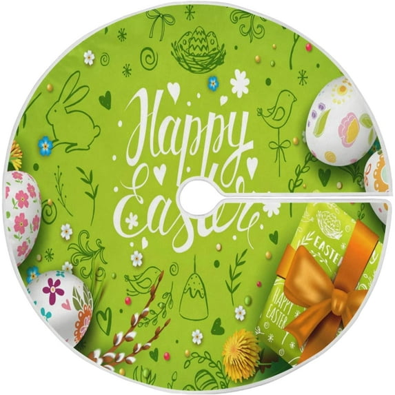 FMSHPON Easter Doodle Xmas Christmas Tree Skirt Stand Mat for Holiday Party Decoration Indoor Outdoor 36 inches