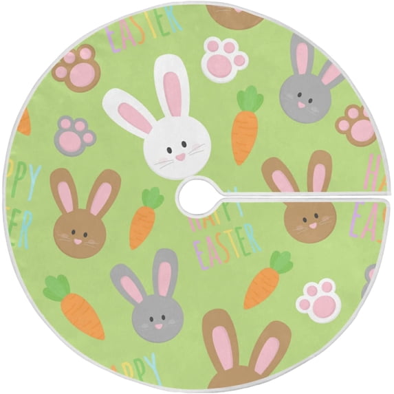 FMSHPON Easter Xmas Christmas Tree Skirt Stand Mat for Holiday Party Decoration Indoor Outdoor 48 inches
