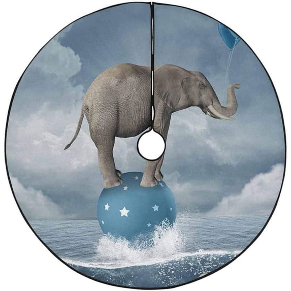 FMSHPON Elephant in The Sea Xmas Christmas Tree Skirt Stand Mat for Holiday Party Decoration Indoor Outdoor 36 inches