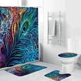 thumbnail image 1 of FMSHPON Feather Hone 4 Piece Bathroom Set Shower Curtain Bath Rug Contour Mat and Toilet Lid Cover, 1 of 8