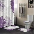 thumbnail image 1 of FMSHPON Floral 4 Piece Bathroom Set Shower Curtain Bath Rug Contour Mat and Toilet Lid Cover, 1 of 8