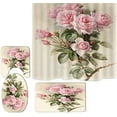 thumbnail image 1 of FMSHPON Floral Fragrance 4 Piece Bathroom Set Shower Curtain Bath Rug Contour Mat and Toilet Lid Cover, 1 of 8