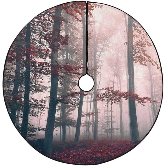 FMSHPON Foggy Dreamy Forest Xmas Christmas Tree Skirt Stand Mat for Holiday Party Decoration Indoor Outdoor 36 inches