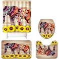 thumbnail image 1 of FMSHPON Foot 4 Piece Bathroom Set Shower Curtain Bath Rug Contour Mat and Toilet Lid Cover, 1 of 8