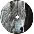 thumbnail image 1 of FMSHPON Fractal Design of a Wolf Xmas Christmas Tree Skirt Stand Mat for Holiday Party Decoration Indoor Outdoor 48 inches, 1 of 3