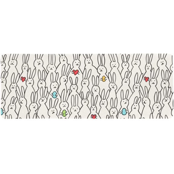 FMSHPON Funny Cute Easter Rabbits Bunny with Easter Eggs and Hearts Extra Extended Large Gaming Mouse Pad Mat Desk Pad Keyboard Mat 31.5x12 inch