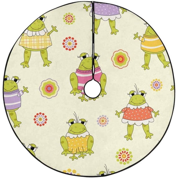 FMSHPON Funny Frogs Xmas Christmas Tree Skirt Stand Mat for Holiday Party Decoration Indoor Outdoor 36 inches