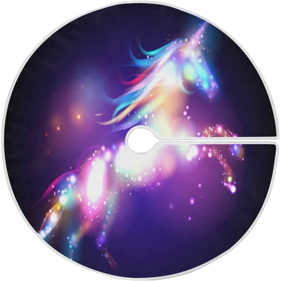 FMSHPON Galaxy Unicorn Horse Xmas Christmas Tree Skirt Stand Mat for Holiday Party Decoration Indoor Outdoor 36 inches