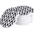 thumbnail image 1 of FMSHPON Geometric Abstract Pattern Black Set of 2 Car Coaster for Drinks, Absorbent Ceramic Stone Coasters Cup Mat with Cork Base for Home Kitchen Room Coffee Table Bar Decor, 1 of 5