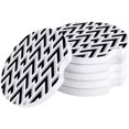 thumbnail image 1 of FMSHPON Geometric Abstract Pattern Black Set of 4 Car Coaster for Drinks, Absorbent Ceramic Stone Coasters Cup Mat with Cork Base for Home Kitchen Room Coffee Table Bar Decor, 1 of 5