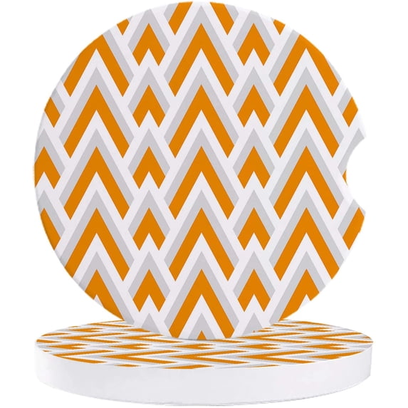 FMSHPON Geometric Abstract Pattern Yellow Set of 6 Car Coaster for Drinks, Absorbent Ceramic Stone Coasters Cup Mat with Cork Base for Home Kitchen Room Coffee Table Bar Decor