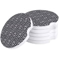 thumbnail image 1 of FMSHPON Geometric Black and White Abstract Pattern Set of 2 Car Coaster for Drinks, Absorbent Ceramic Stone Coasters Cup Mat with Cork Base for Home Kitchen Room Coffee Table Bar Decor, 1 of 5