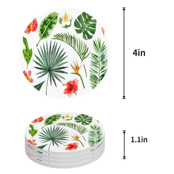 FMSHPON Geometric Design,Black Set of 4 Round Coaster for Drinks, Absorbent Ceramic Stone Coasters Cup Mat with Cork Base for Home Kitchen Room Coffee Table Bar Decor