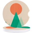 thumbnail image 1 of FMSHPON Geometric Figures Mountain Peaks and Sun Set of 6 Car Coaster for Drinks, Absorbent Ceramic Stone Coasters Cup Mat with Cork Base for Home Kitchen Room Coffee Table Bar Decor, 1 of 5