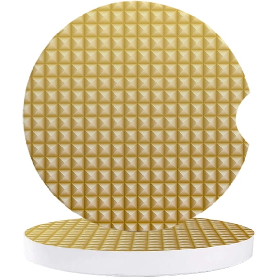 FMSHPON Geometric Solid Texture Pattern Yellow Set of 6 Car Coaster for Drinks, Absorbent Ceramic Stone Coasters Cup Mat with Cork Base for Home Kitchen Room Coffee Table Bar Decor