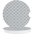 thumbnail image 1 of FMSHPON Geometric Style Grey and White Plaid Moroccan Pattern Set of 6 Car Coaster for Drinks, Absorbent Ceramic Stone Coasters Cup Mat with Cork Base for Home Kitchen Room Coffee Table Bar Decor, 1 of 5