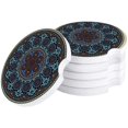 thumbnail image 1 of FMSHPON Geometric Style Mandala Pattern Set of 2 Car Coaster for Drinks, Absorbent Ceramic Stone Coasters Cup Mat with Cork Base for Home Kitchen Room Coffee Table Bar Decor, 1 of 5