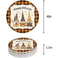 thumbnail image 1 of FMSHPON Gnome and Sunflowers Autumn Pumpkins Plaid Texture Set of 4 Round Coaster for Drinks, Absorbent Ceramic Stone Coasters Cup Mat with Cork Base for Home Kitchen Room Coffee Table Bar Decor, 1 of 6